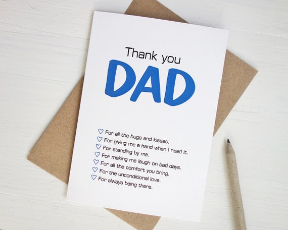 Thank you Dad Father's day card blue black print modern