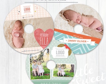 Bundle of 3 Cd/DVD Disc Labels - Photoshop Templates for Photographers - (CDVD5) - Instant DOWNLOAD