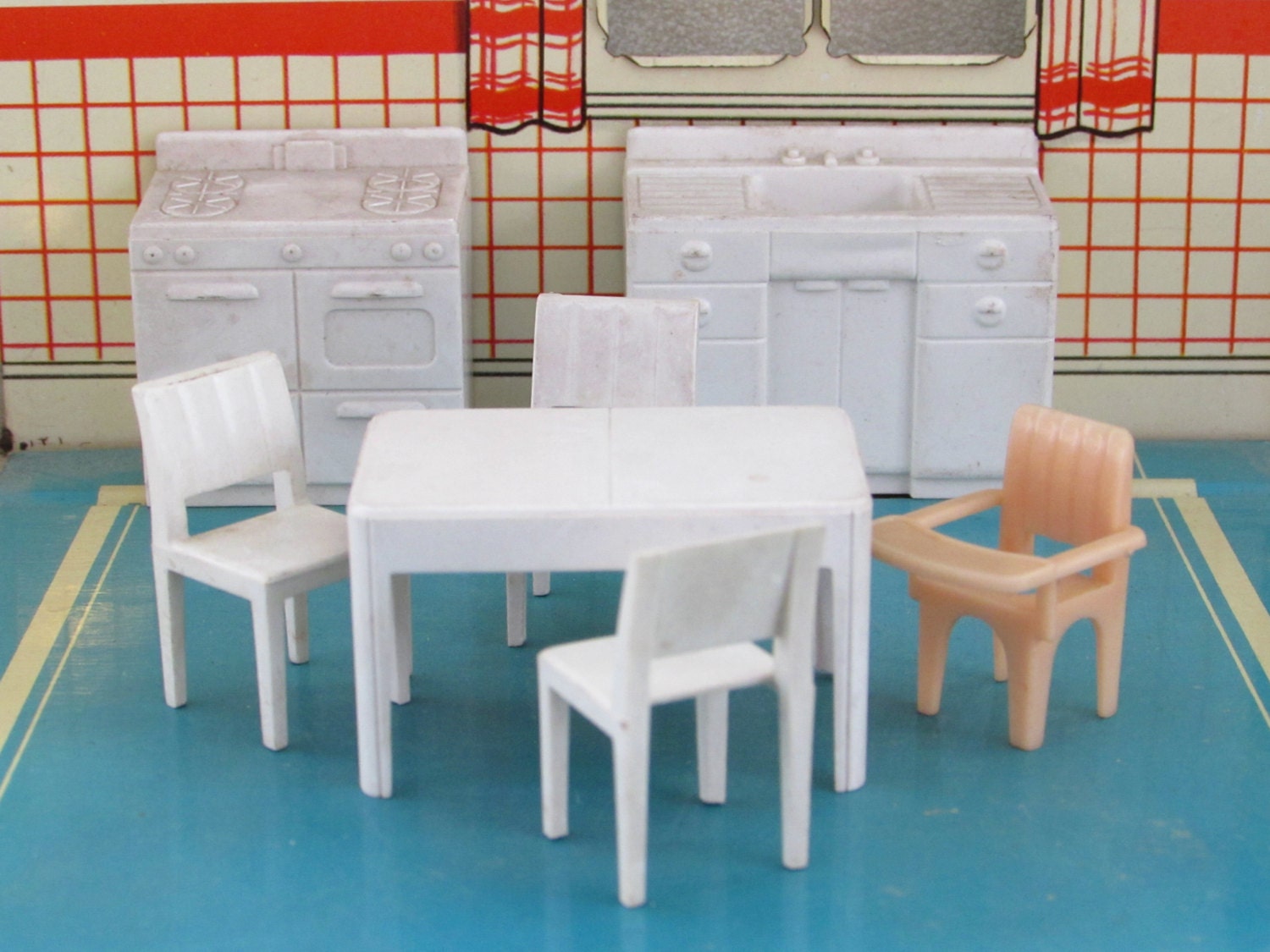 Vintage Marx Plastic Dollhouse Kitchen Furniture, High Chair, Marx doll ...