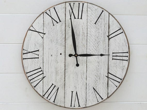 20 Rustic White Washed Wall Clock by TickTockCreations on Etsy
