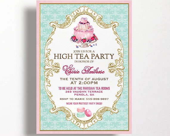 High Tea Invitation French Tea Party Kitchen Tea Birthday