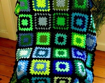 Crochet Baby Blanket Crochet Baby Afghan Blue Baby Blanket Green Baby Blanket