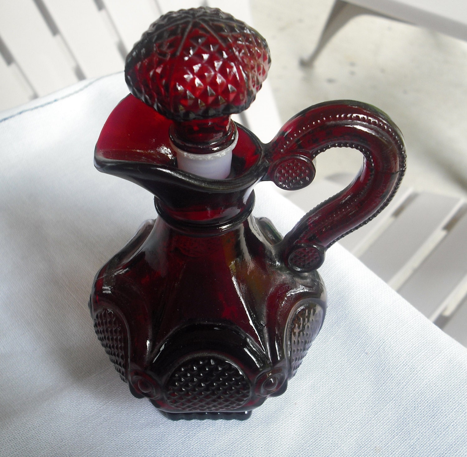 Ruby Red Vintage Avon Cape Cod Collection Cruet Server 1876