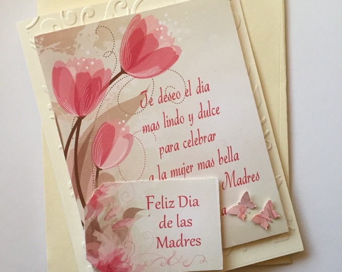 Embossed Spanish Mothers Day Card. Feliz Dia De las Madre con diseno Floral SOLD FOR CHARITY