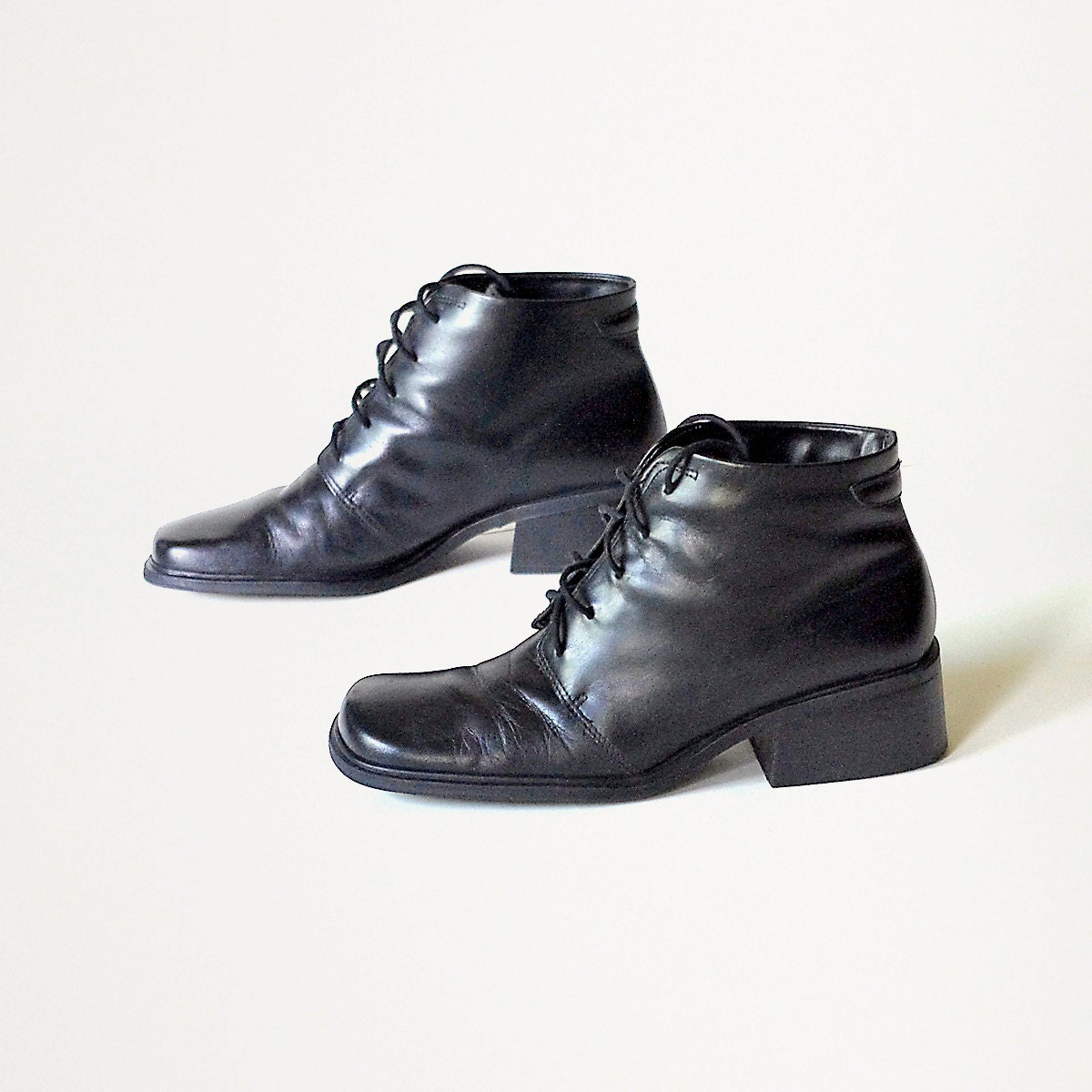 vintage lace up ankle boots 90s 1990s black by cherryZOvintage