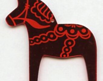 Laser Cut & Etched Swedish Dala Horse Ornament