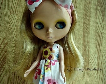 One piece white dress with a matching headband for Blythe