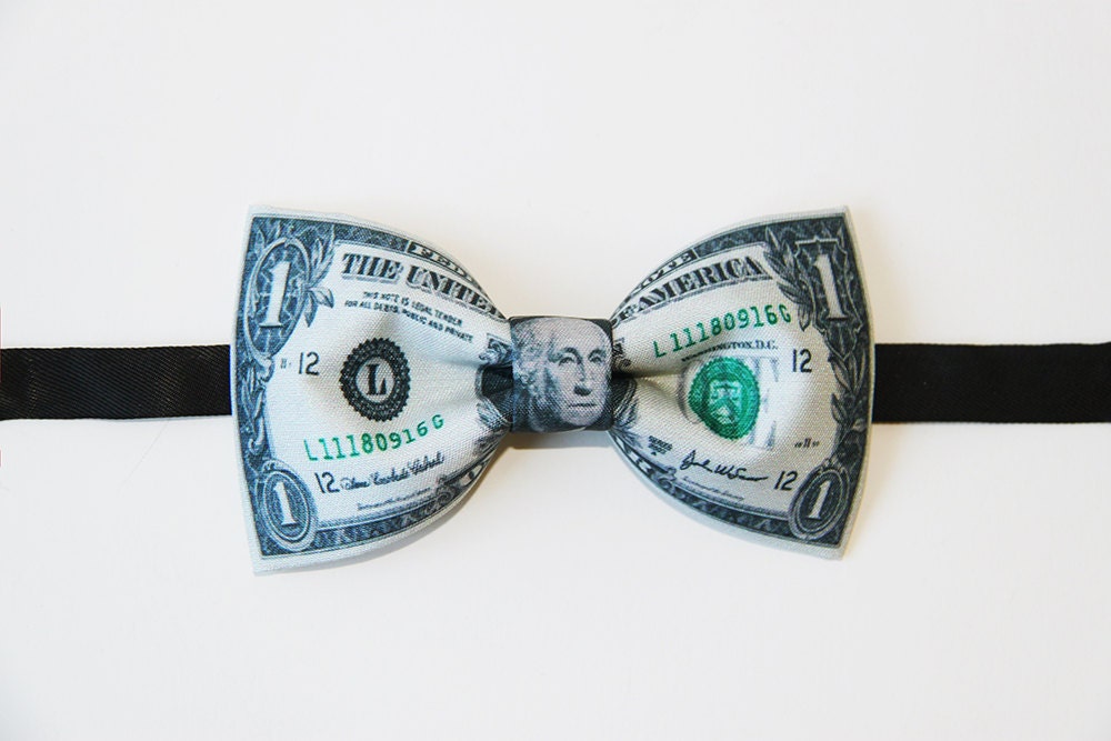 Designer's Handmade One US Dollar Money Cash Bowtie Bow