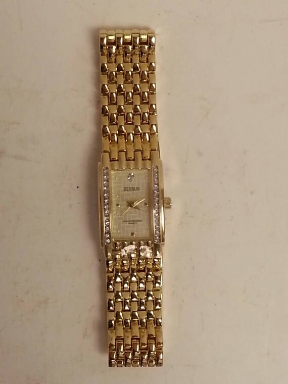 Free Shipping Benrus Genuine Diamond Quartz Womans Watch