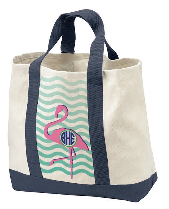 Monogrammed Beach Bag, Cotton Canvas Tote, Personalzed Initials, Tote ...