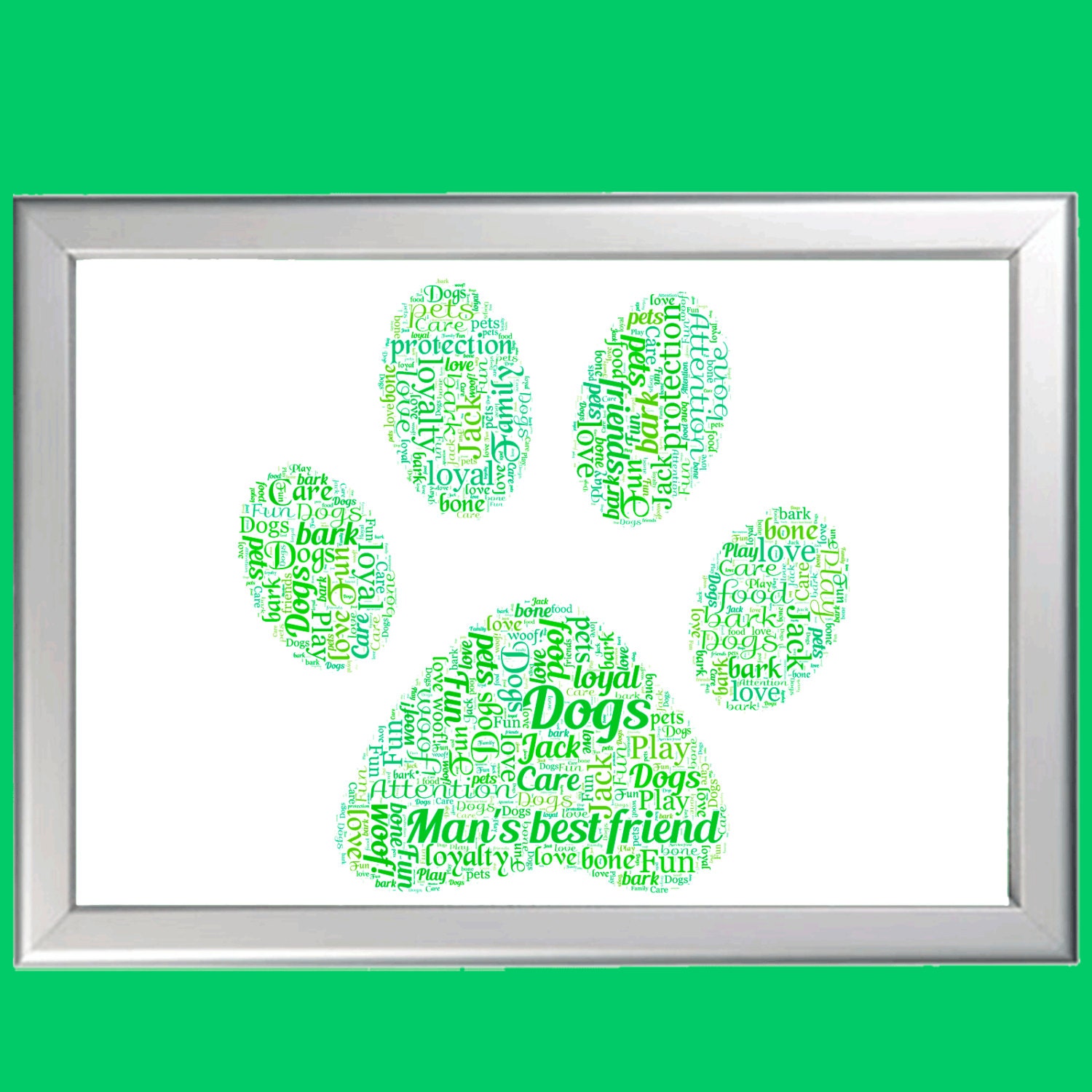 Paw print word art word cloud shape generator