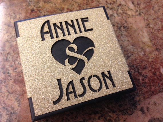 Amersand Heart - Personalized Wedding Gift Card Box - Laser Cut