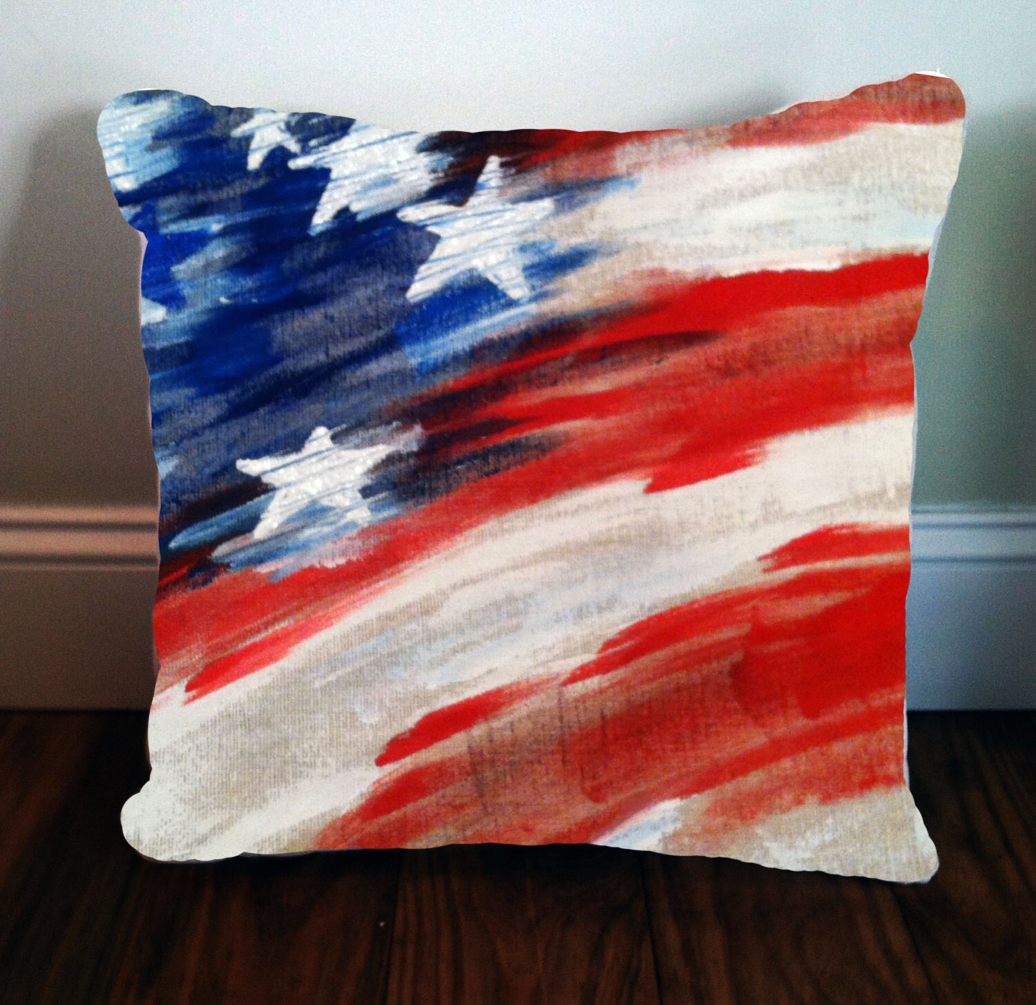 4th of July Party Flag Pillow Watercolor Look by SippingIcedTea