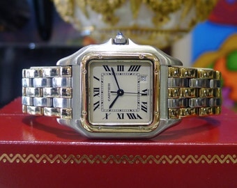Ladies CARTIER Panthere 18K Yellow Gold Stainless Steel Roman Numeral Watch