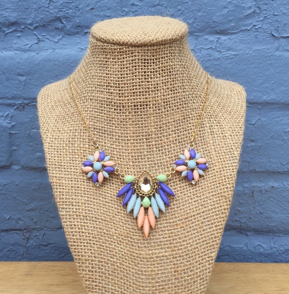 Pastel Statement Necklace Lavender Necklace by ZealandBoutique