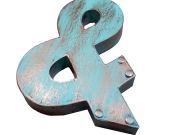 Industrial Patina Faux Metal Letters and Numbers - 8" or 12"