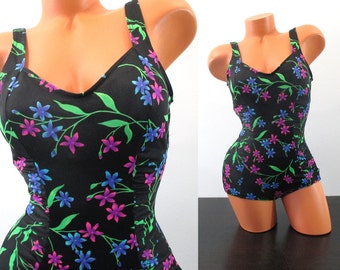 1990s Swimsuit Peek A Boo Sheer Mesh Deep V Cut Out by SwimSkins