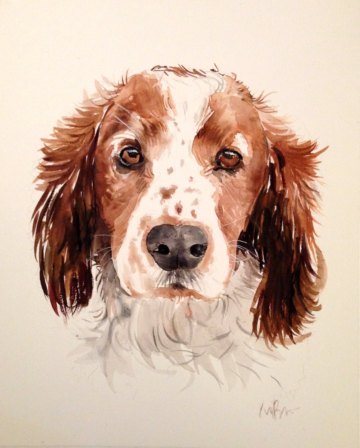 Custom pet portrait. Original watercolor painting. Dog