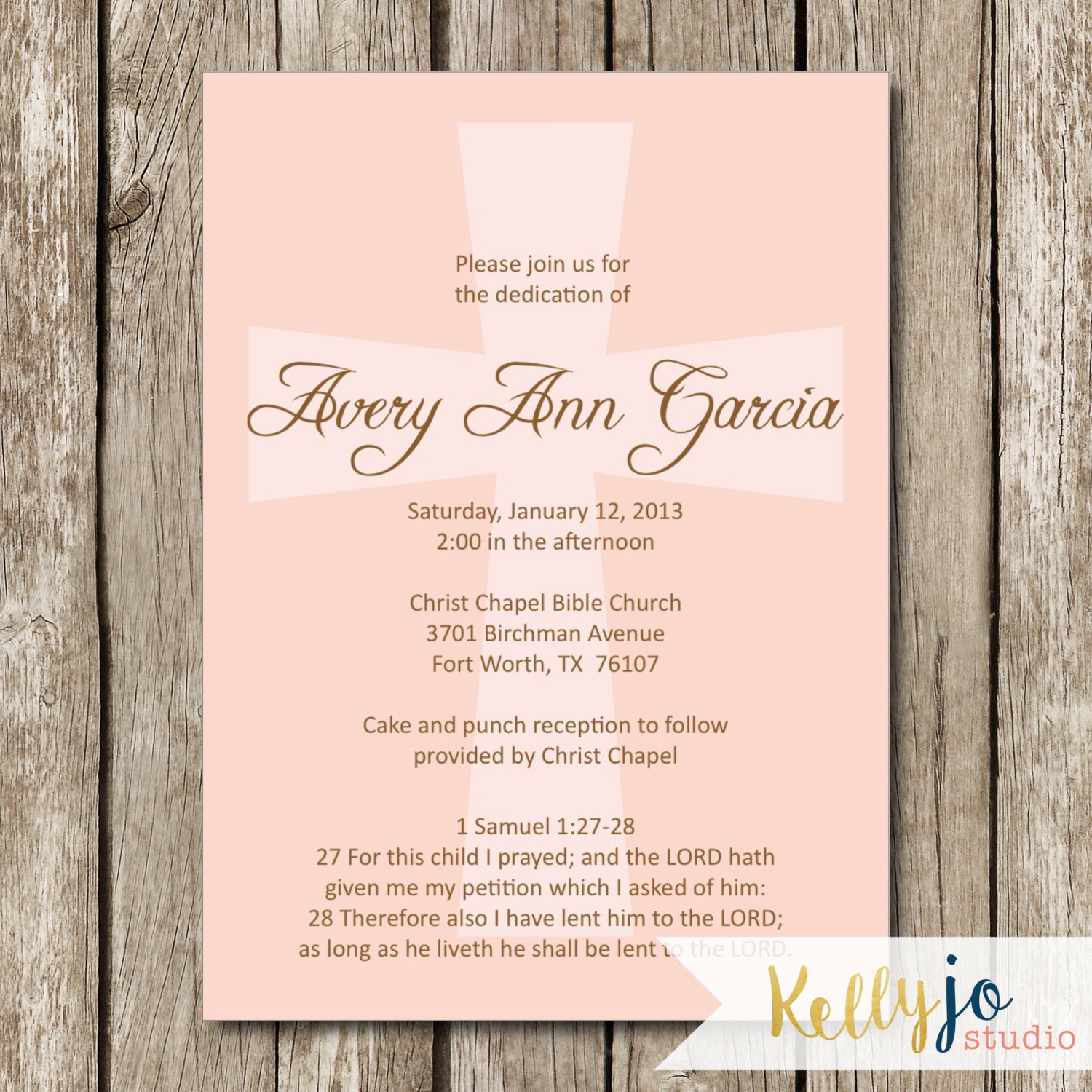 Pink Cross Baby Dedication Invitation Baby Dedication Invite