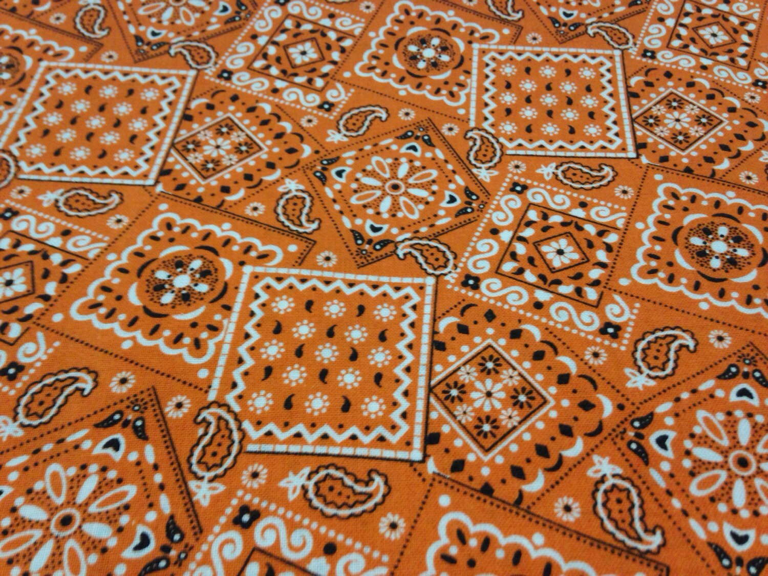 Orange Bandana Print Cotton Fabric by on Etsy