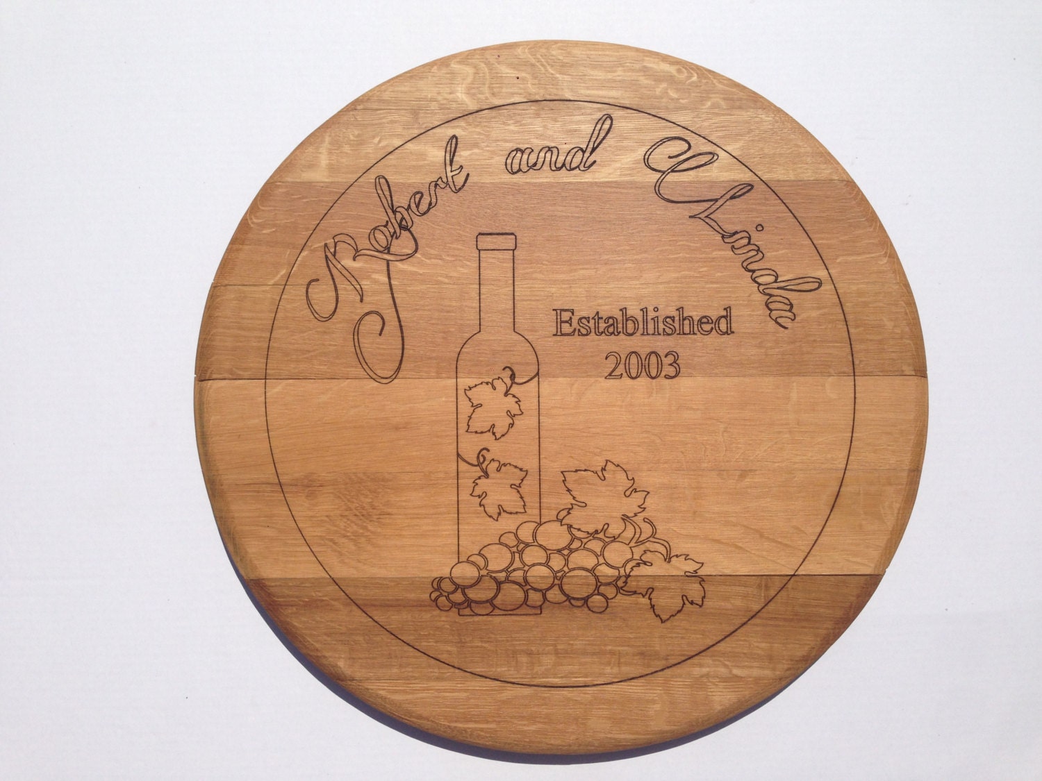 Custom Wine Barrel top Wall Hanging Bottle and Grapes