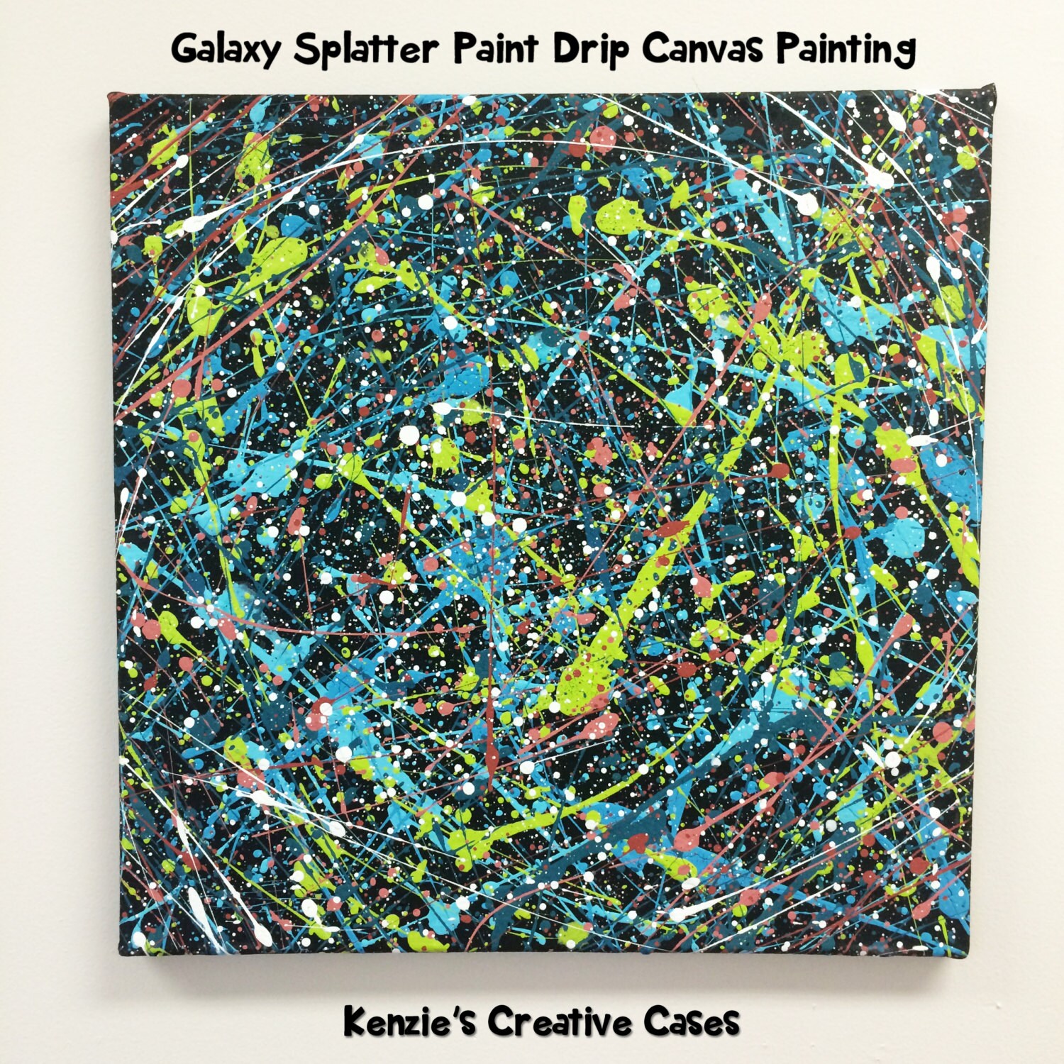 18x18 Galaxy Splatter Paint  Drip Canvas by 