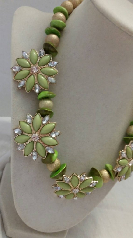 Lime Green Flower Necklace Lime Green Necklace Flower Necklace