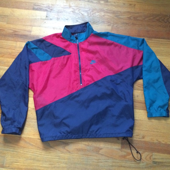 RAD 90s NIKE Red and Blue and Teal Windbreaker