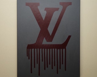 Louis Vuitton Drip Painting 16x20 LV Inspired Brown and