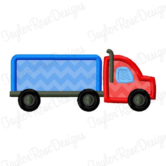 Semi Truck Applique Machine Embroidery Design 4x4 5x7 6x10