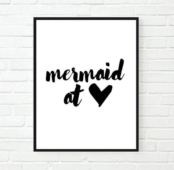 Mermaid at heart funny inspirational tumblr quote typographic