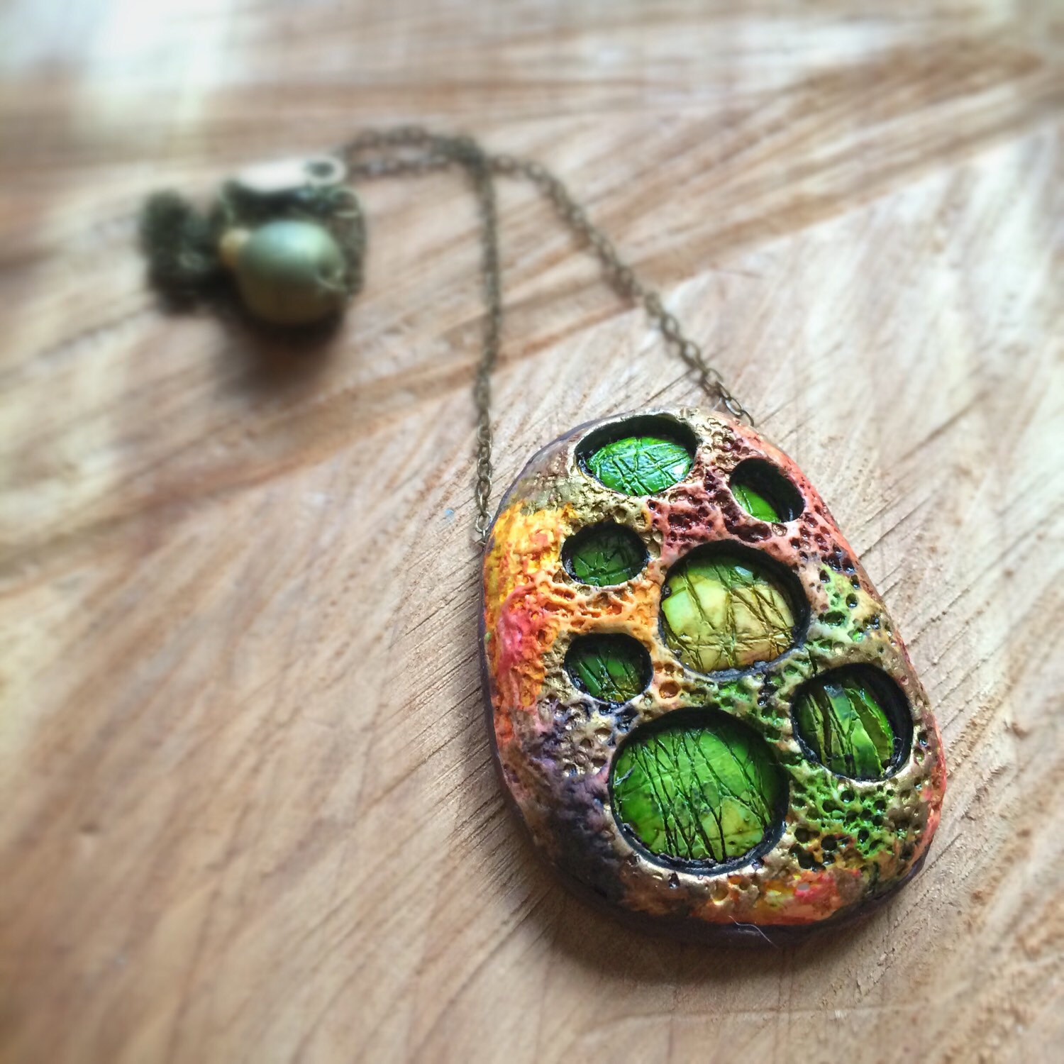 Ocean Rock Necklace Green Rock Necklace Green by VioletaRoots