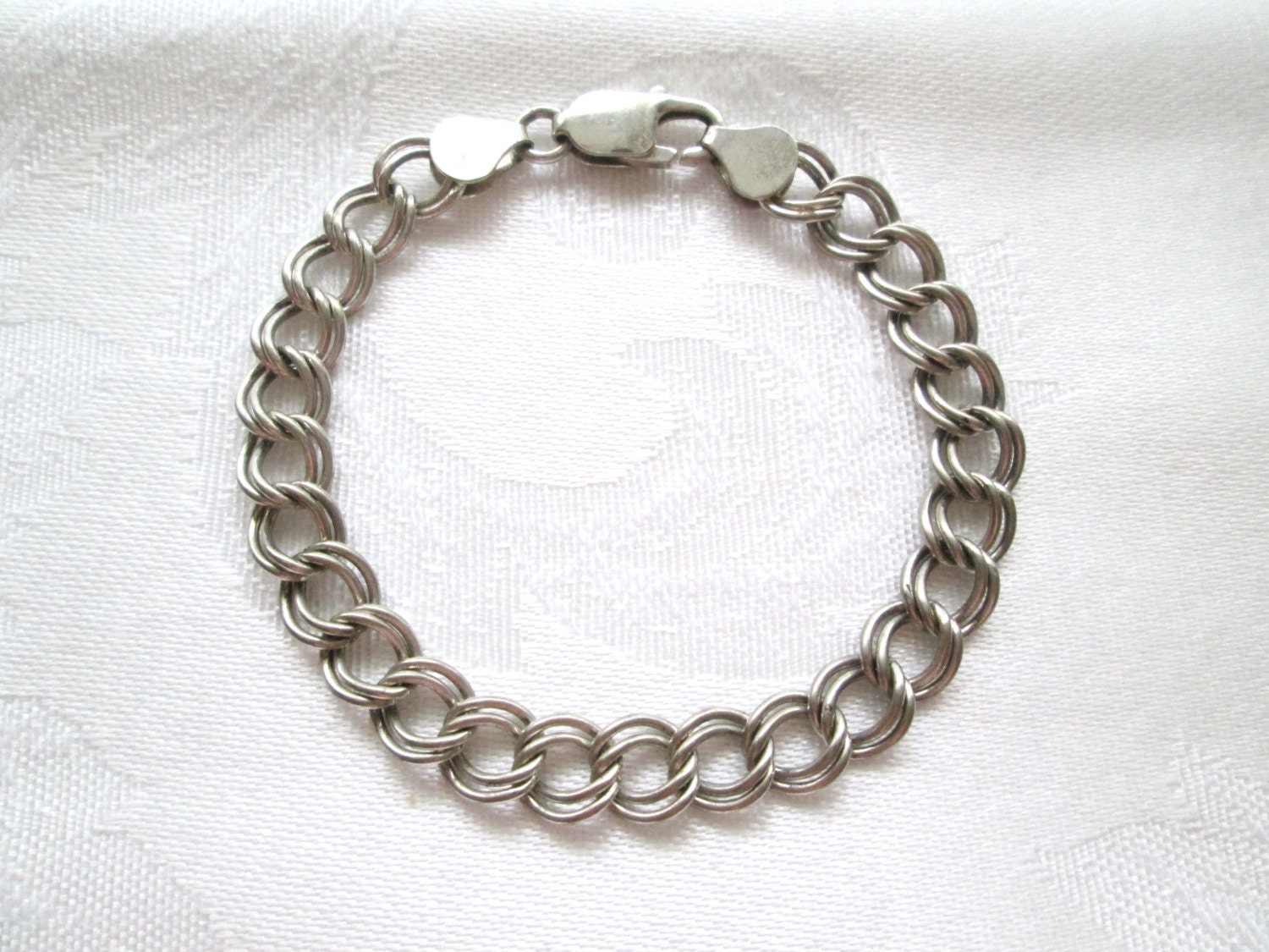 Vintage Italian 925 Silver Bracelet Parallel Circular Chain