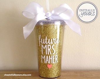 Future Mrs Glitter Acrylic Tumbler, Engagement Gift, Bride to Be, Wedding Gifts for Bride, Future Mrs Cup, Engagement Gift for Bride