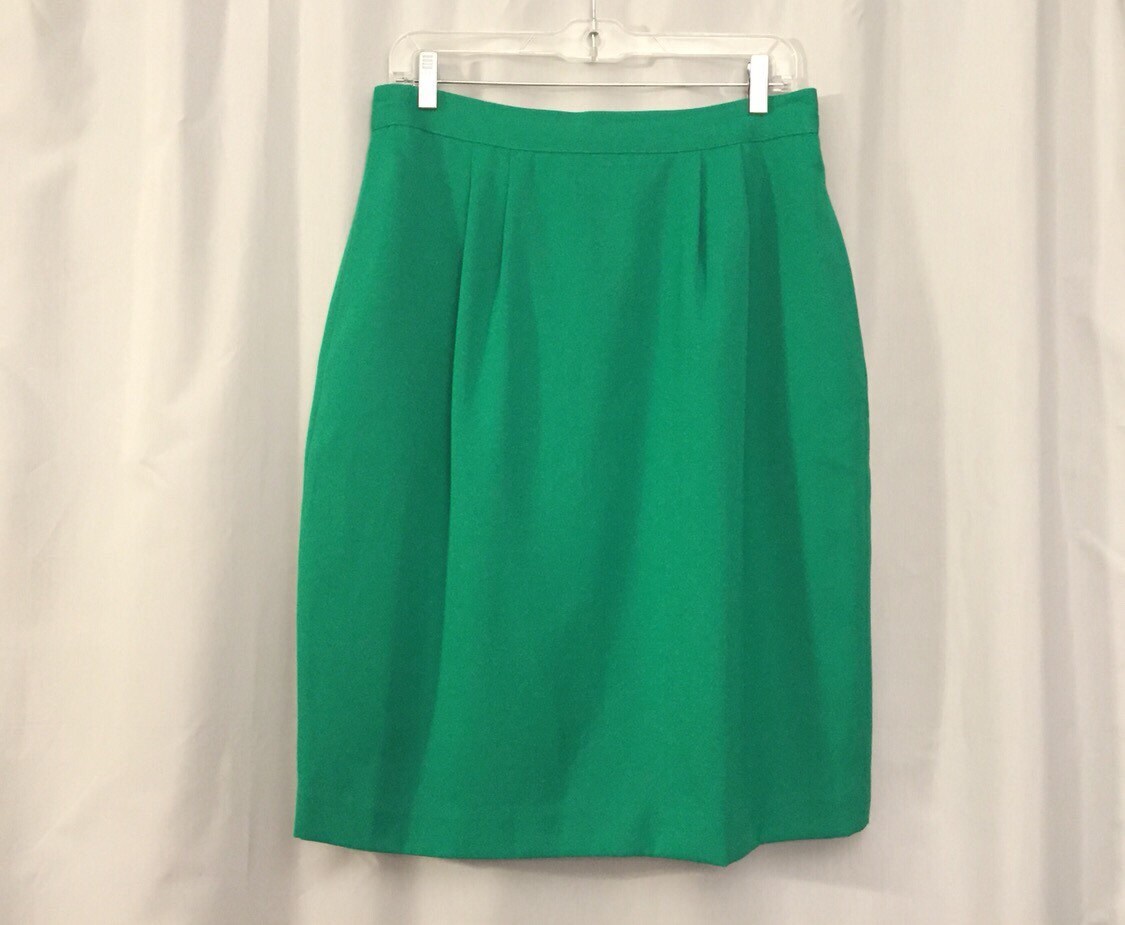 Green Pencil Skirt Vintage Kelly Green Women's size 14 or