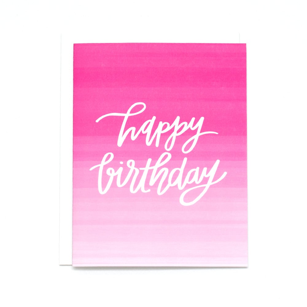 Happy Birthday Card Ombre Pink Birthday Card Sister Birthday
