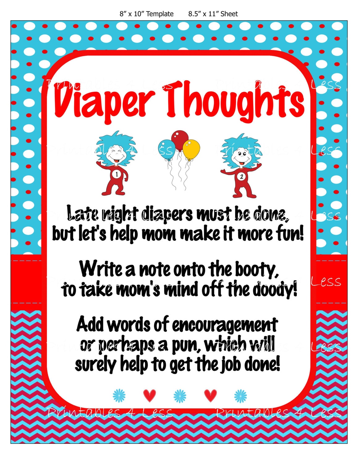 Seuss Diaper Thoughts Printable Diaper Game Diaper Message