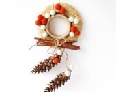 SPRING SALE Fall Autumn Wreath Brown Ivory Orange White Wreaths Home Decoration Natural Handmade Outdoor Indoor Gift idea Year round Ready t