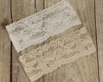 Wedding Garter - 1 Lace Garter, 30+ Lace Colors Available, Pre-made 2 1/4" Wedding Garter, Bridal Garter, Garter, NUDE Garter, Plain Garter.