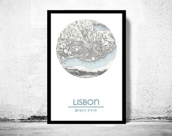 LISBON - city poster - city map poster print