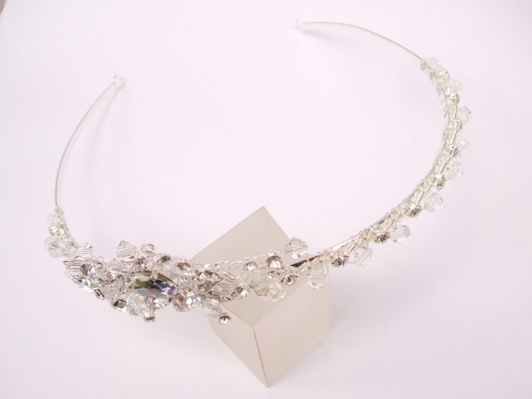 Bridal SIDE TIARA flower wedding tiara small by SheRocksJewellery