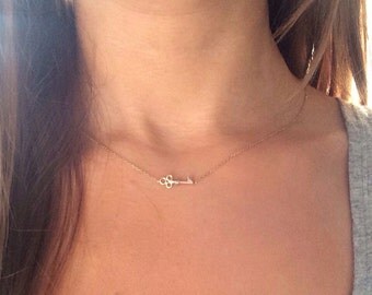 Solid 14k gold key necklace message necklace layered necklace