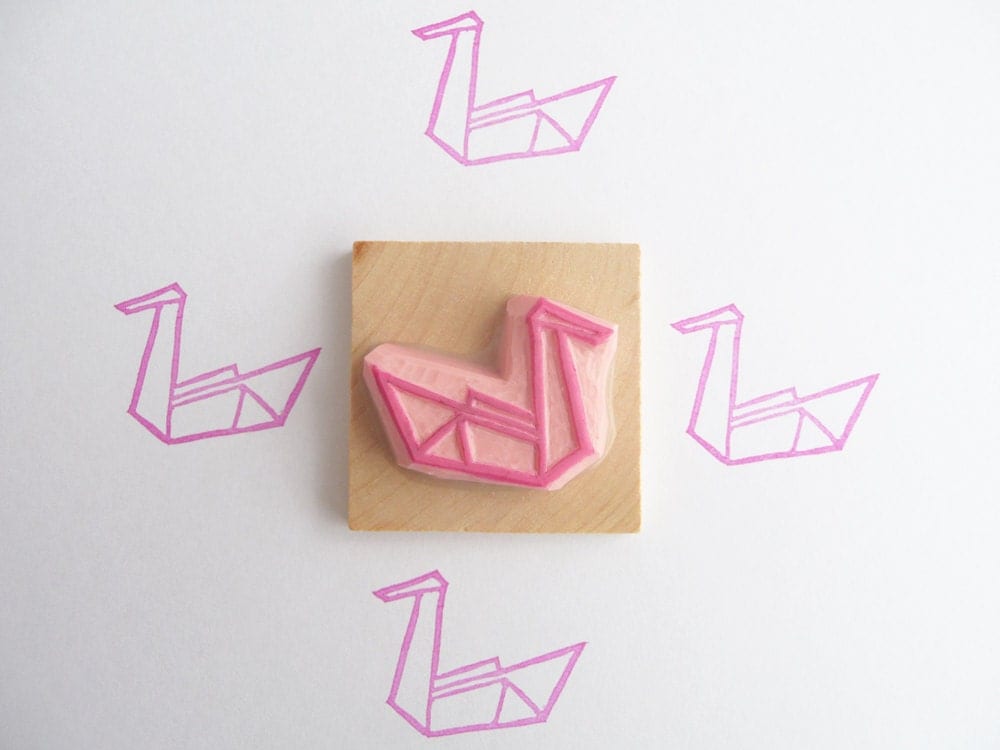 Tampon cygne origami par Kraftille