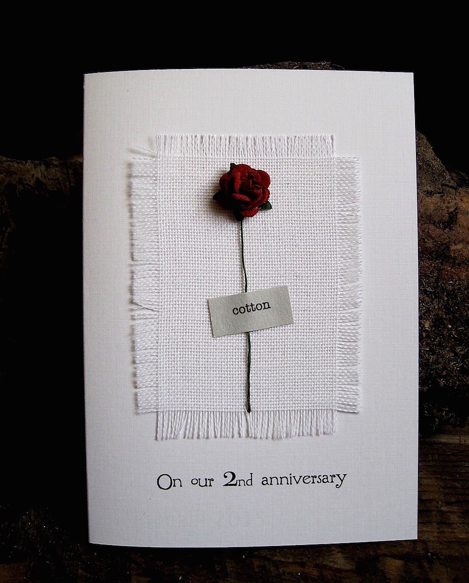 2nd Anniversary Keepsake Cotton Card Cotton Fabric With A 4957