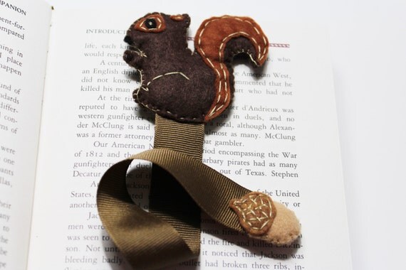 Squirrel Bookmark Felt Squirrel Pagemarker Woodland by AMailys
