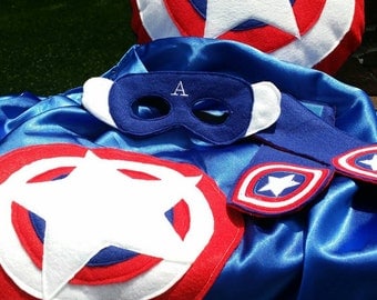 Captain America Set- cape, mask, armbands and shield