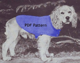 Dog Sweater Coat, 3 Sizes, Vintage Knit Pattern, Pet Puppy, PDF Instant, Digital Download