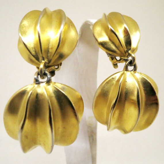Gold Dangle Earrings Vintage Givenchy Signed Gold Tone