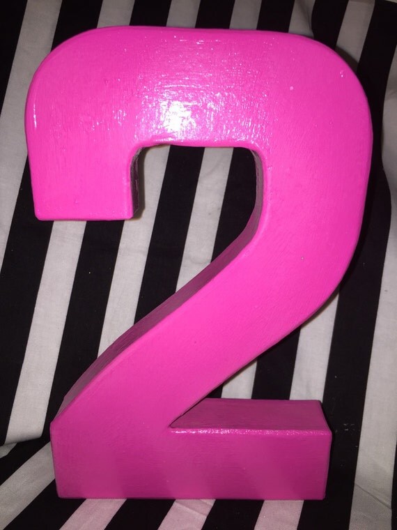 Pink Number 2-Hot Pink Two-Paper Mache number 2-Second
