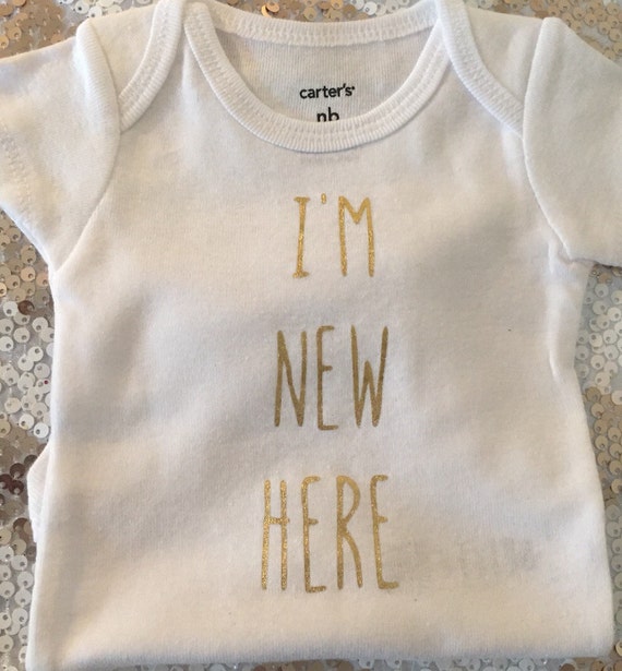 Baby Girl Gold and White OnesieI'm New Here Baby OnesieTrendy Baby